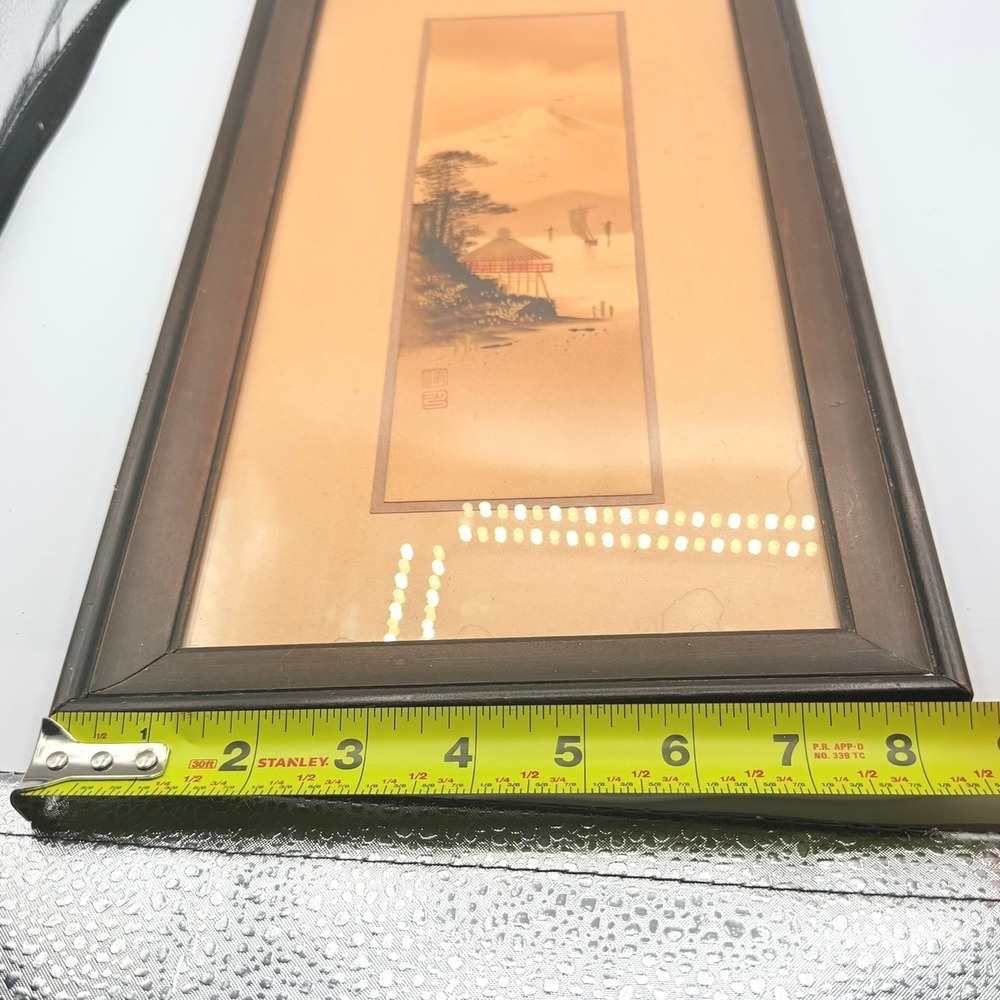 Vintage Japanese Landscape Art Framed Mount Fuji 1922 Brown Gold Fair 15x8 - Picture 10 of 14